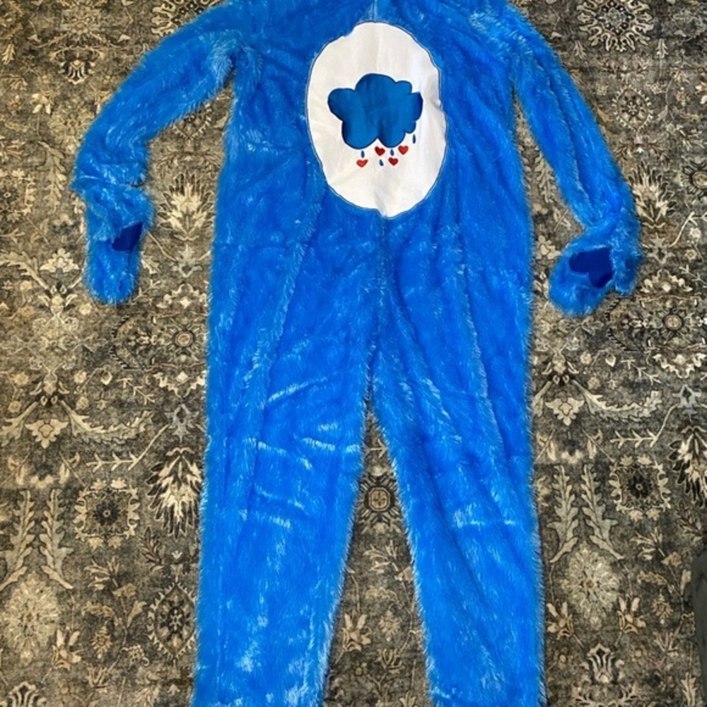 Grumpy Care Bears Blue Plush Hooded 1 Piece Costume Cosplay Unisex Adult Medium‎